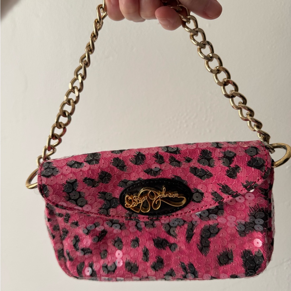 Betsey Johnson Pink and Black Leopard Clutch - Picture 2 of 5